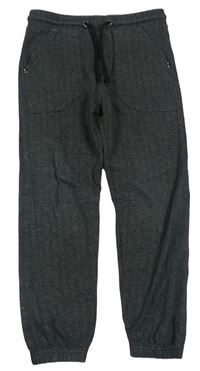 Tmavošedo-čierne vzorované chino teplákové nohavice M&S