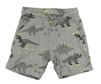 Sivé melírované teplákové kraťasy s dinosaurami F&F