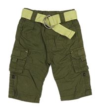 Khaki cargo plátenné rolovacieé nohavice s opaskom influx