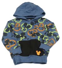 Modro/tmavomodrá melírovaná mikina s Mickey a kapucí Disney