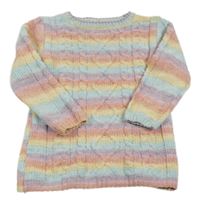 Farebný pruhovaný melírovaný žinylkový dlhý sveter so vzorom PRIMARK