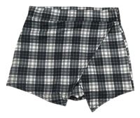 Čierno-tmavošedo-biele kockované kraťasy so sukní Bhs