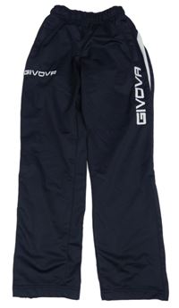 Tmavomodro-bílé sportovní tepláky s logy GIVOVA