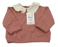 Nové - kakaová oversize teplá mikina s límečkem ZARA