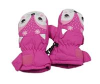 Fuchsiové kostkované šusťákové zimní palcové rukavice s čumáčkem NEVICA