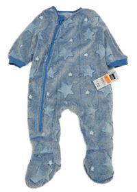 Nové - modro-biela plyšová kombinéza s hviezdičkami St. Bernard