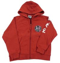 Červená prepínaci mikina s nášivkou a kapucňou James&Nicholson