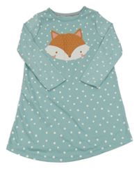 Mentolovošedá puntíkatá noční košile s liškou George