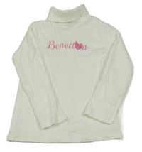 Bílý rolák s logem a srdíčkem Benetton