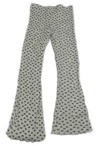 Smotanové rebrované flare nohavice s mašličkami F&F