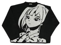 Čierny pletený crop sveter s dívkou DESTINATION