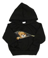 Černá mikina s medvídkem a kapucí 