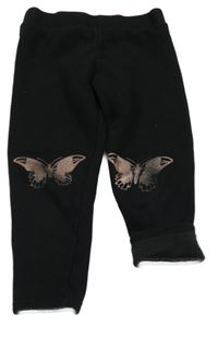 Černé teplákové zateplené legíny s motýlky PRIMARK