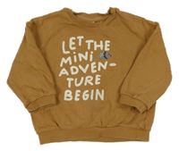 Hnedá oversize mikina s nápismi a dinosaurom H&M