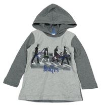 Šedo-tmavošedé melírované mikinotriko s potiskem - The Beagles a kapucňou pumpkin patch