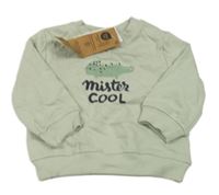 Nové - světleolivová mikina s krokodýlkem a nápismi KIABI