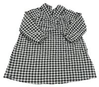 Čierno-biele kockované krepové šaty s golierikom VERO MODA