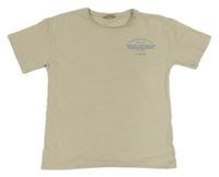 Světlebéžové tričko s nápisy Matalan