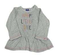 Svetlosivá melírovaná zamatová tunika s nápismi lupilu