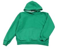 Tmavozelená tepláková mikina s vreckom a kapucňou