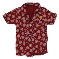 Vínová vzorovaná košeľa s nápismi