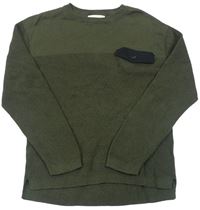 Khaki sveter s falešnou vreckom Zara