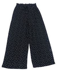 Čierne rebrované bodkované culottes nohavice C&A