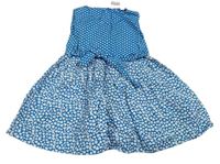 Modré puntíkované plátěné šaty se srdíčky Bluezoo
