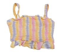 Neónově oranžovo-růžovo-lila pruhovaný žabičkový crop top Primark