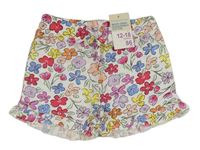 Bílo-barevné květované bavlněné kraťasy Primark