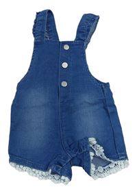 Modré riflové laclové kraťasy s krajkou Primark