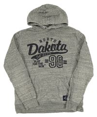 Šedá melírovaná mikina s nápisem a kapucí H&M