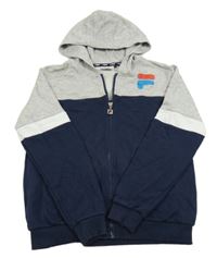 Tmavomodro-sivá prepínaci mikina s logom a kapucňou Fila