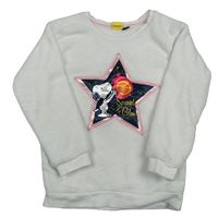 Biela chlpatá mikina s hviezdou a Snoopym