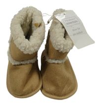 Nové - hnedé semišové zateplené papučky Primark vel. 18/19