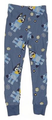 Modrošedé květované pyžamové kalhoty s Bluey
