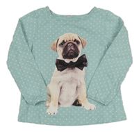 Světlemodré puntíkaté triko se psem
