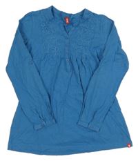 Modrá blúzka s výšivkami Fitz