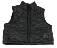 Čierna šušťáková zateplená crop vesta Shein