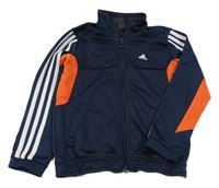 Tmavomodro-červená sportovní propínací mikina s logem Adidas