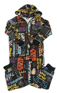 Černo-barevná plyšová kombinéza se Star Wars a kapucí Matalan