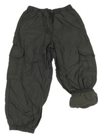 Tmavošedé plátěné podšité cargo cuff kalhoty Next