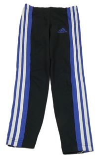 Černo-modré sportovní funkční legíny s logem Adidas