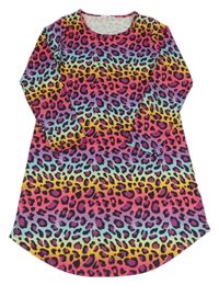Farebné šaty s leopardím vzorom