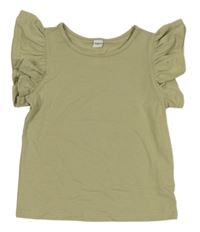 Zelenošedé tričko s volánikmi Shein