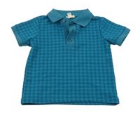 Petrolejové vzorované úpletové polo tričko River Island