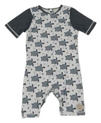 Bílo-tmavošedý UV overal s želvami