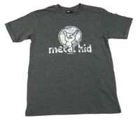 Tmavosivé melírované tričko s potlačou