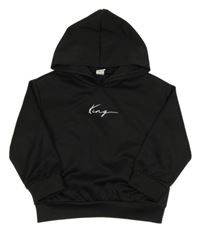 Čierna mikina s nápisom a kapucňou Shein