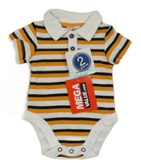 Nové - Bílo-okrovo-černé pruhované polo body Disney